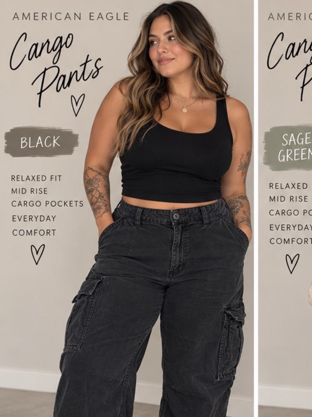 American Eagle - Cargo pants (black)
